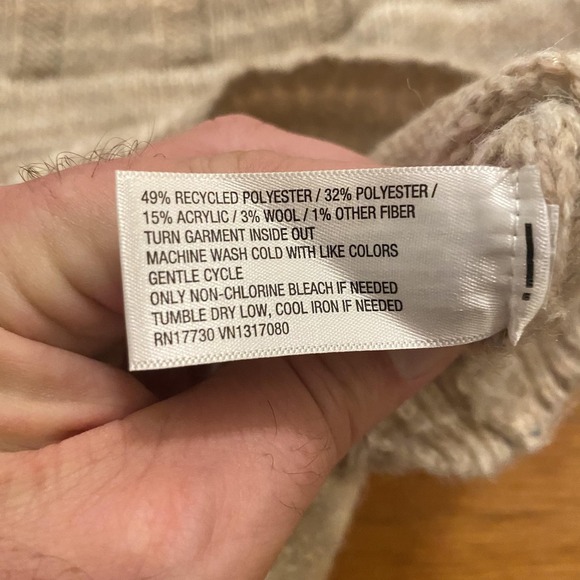 Knox Rose Sweater Womens Large Oatmeal Mock Neck Ribbed Yoke Wool Blend Pullover - Picture 7 of 9